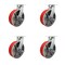 Service Caster 10'' Heavy Duty Red Poly on Cast Iron Caster Set 4 Brakes 2 Swivel Locks, 4PK CRAN-KP92S1030-PUR-RS-SLB-BSL-2-SLB2 - alternate 1